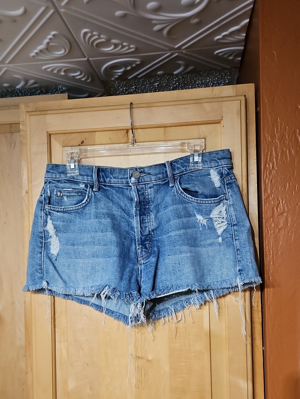 MOTHER X Candice The Stunner Fray Short Denim Jean Shorts High Rise Distressed